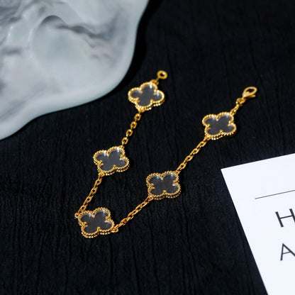 [⭐Corinne]CLOVER 5 MOTIF ROCK CRYSTAL BRACELET