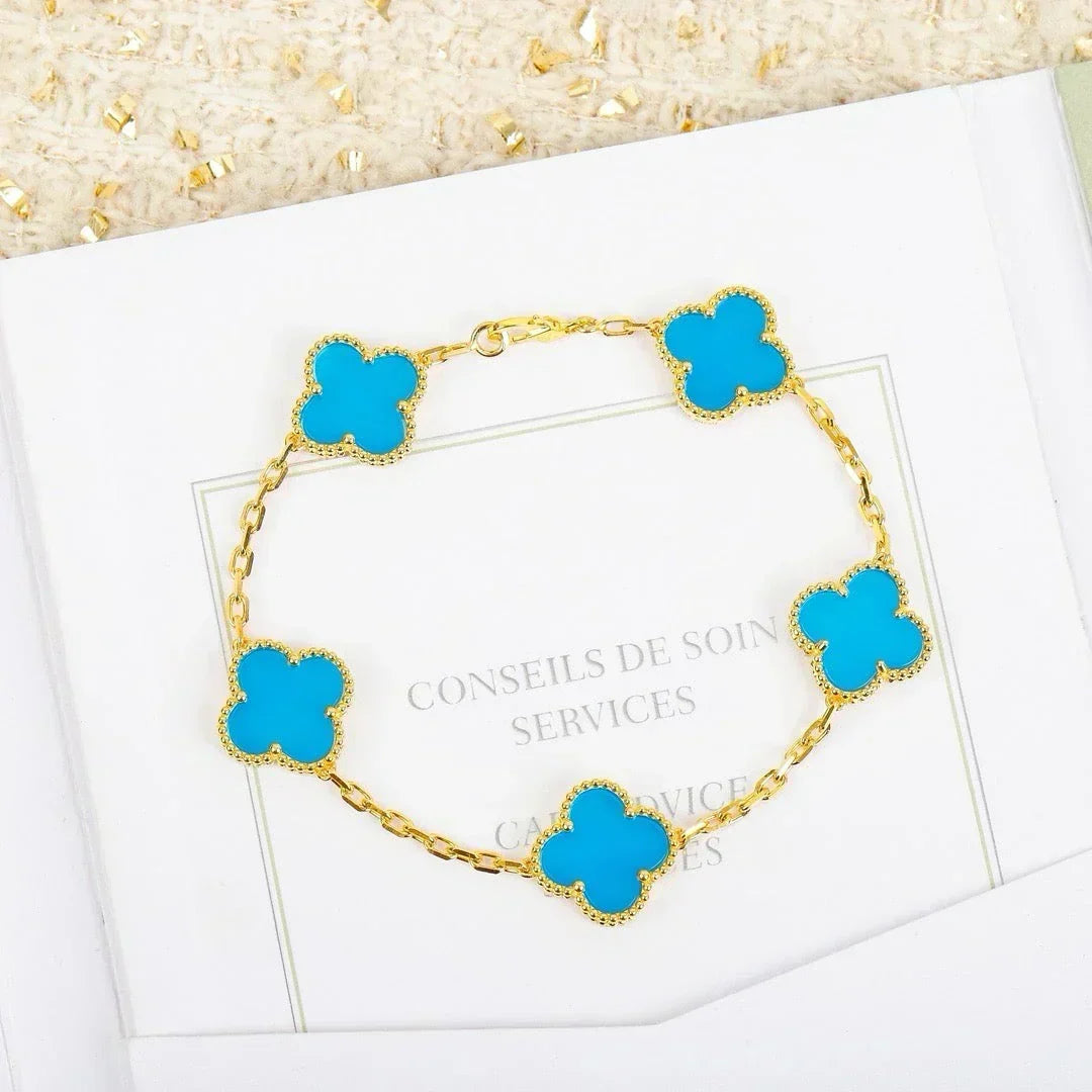 [⭐Corinne] CLOVER 5 MOTIF TURQUOISE BRACELET COLLECTION