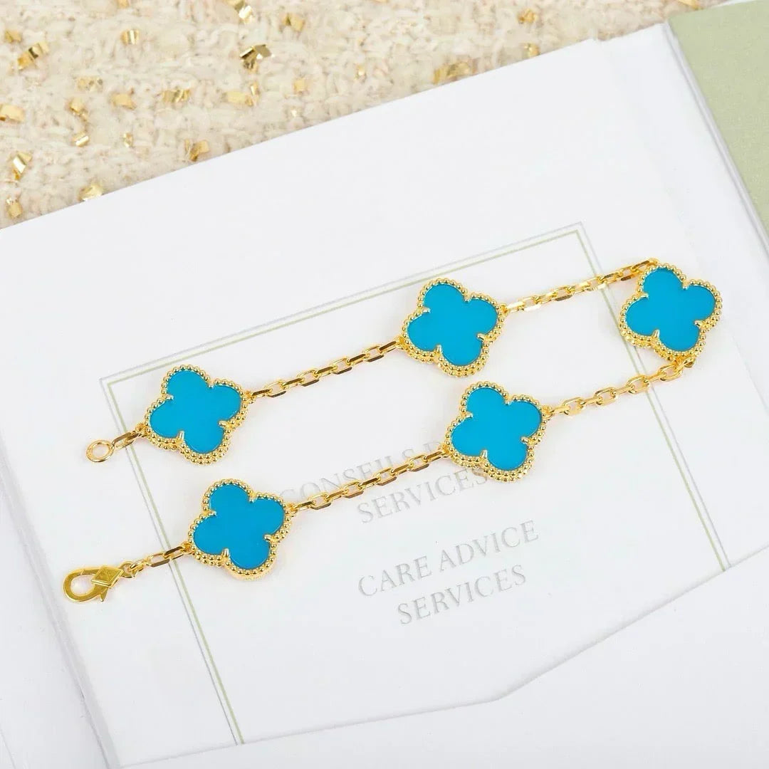 [⭐Corinne] CLOVER 5 MOTIF TURQUOISE BRACELET COLLECTION