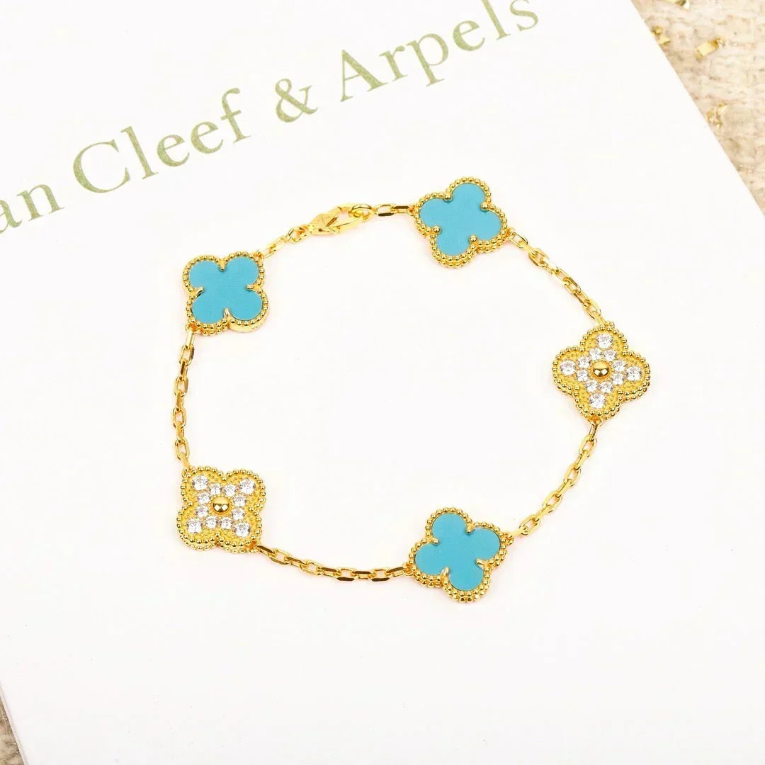 [⭐Corinne] CLOVER 5 MOTIF TURQUOISE BRACELET COLLECTION