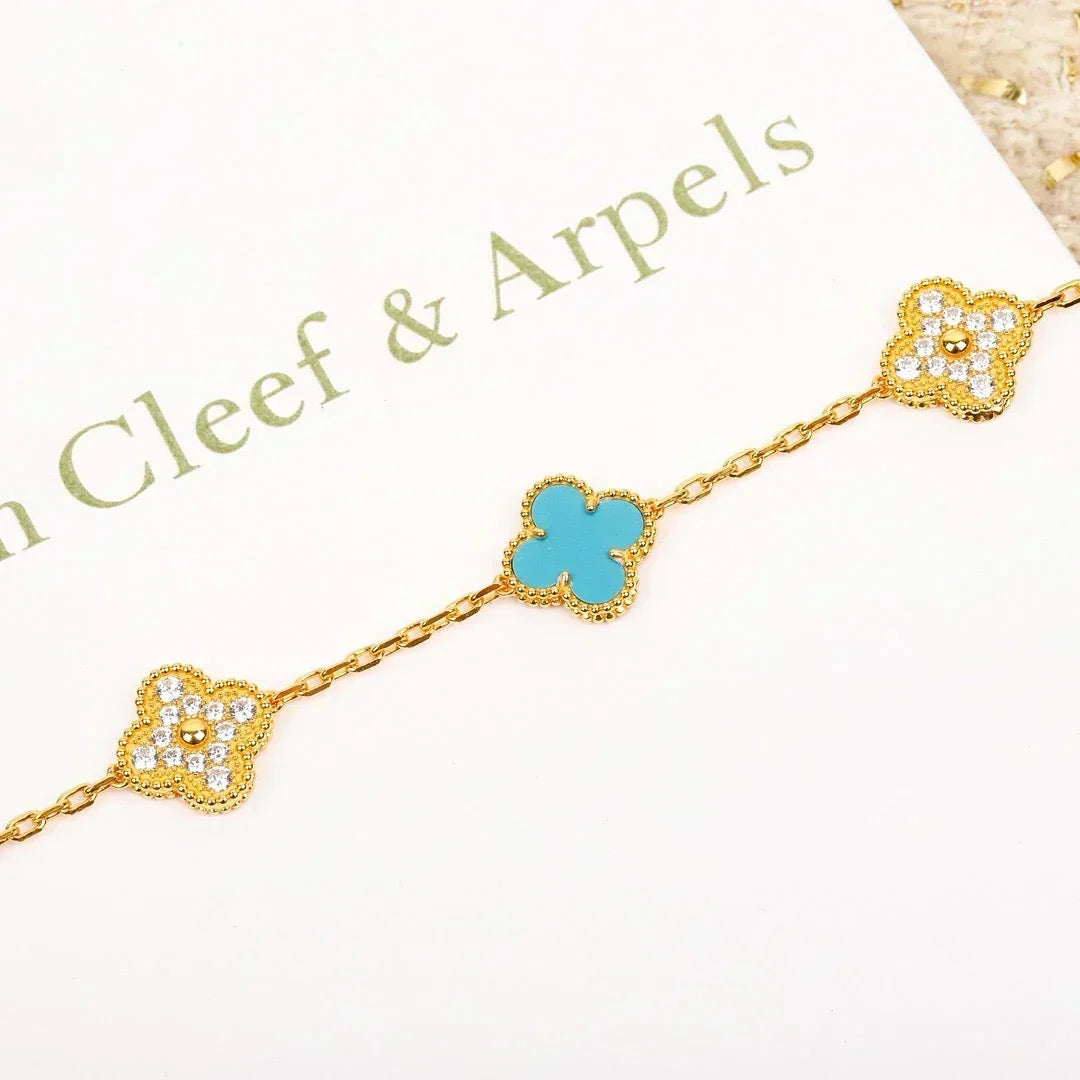 [⭐Corinne] CLOVER 5 MOTIF TURQUOISE BRACELET COLLECTION