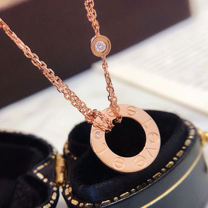 [⭐Corinne]LOVE NECKLACE 16MM 2 DIAMONDS