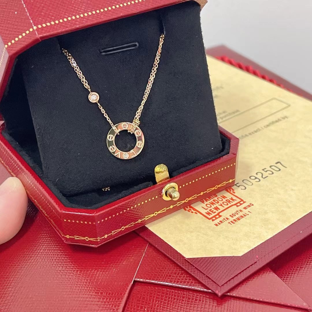 [⭐Corinne]LOVE NECKLACE 16MM 2 DIAMONDS