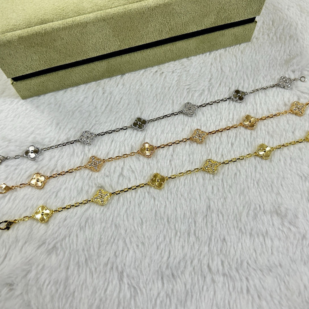 [⭐Corinne]CLOVER 6 MOTIF DIAMOND LASER BRACELET