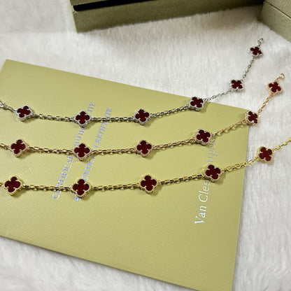 [⭐Corinne]CLOVER 6 MOTIF RED AGATE BRACELET