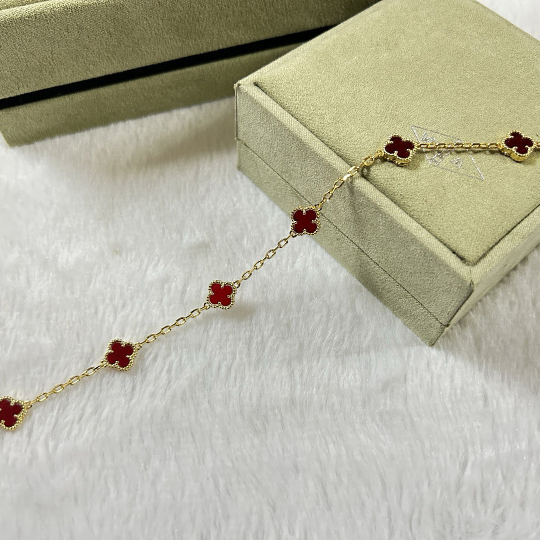 [⭐Corinne]CLOVER 6 MOTIF RED AGATE BRACELET