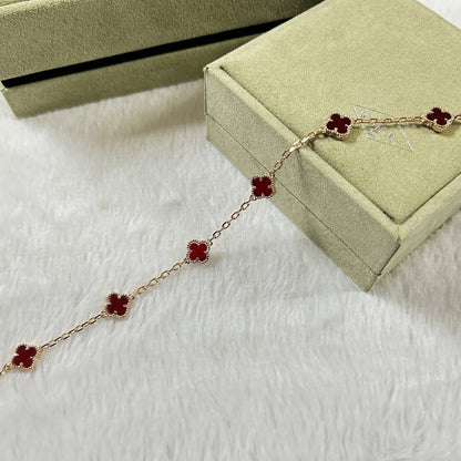 [⭐Corinne]CLOVER 6 MOTIF RED AGATE BRACELET