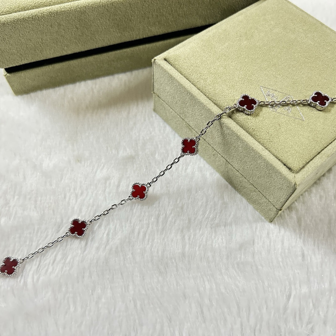 [⭐Corinne]CLOVER 6 MOTIF RED AGATE BRACELET