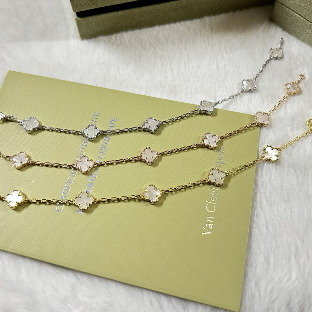 [⭐Corinne]CLOVER 6 MOTIF WHITE MOP BRACELET