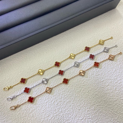 [⭐Corinne]CLOVER 6 MOTIF RED AGATE LASER BRACELET