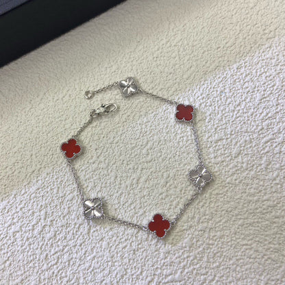 [⭐Corinne]CLOVER 6 MOTIF RED AGATE LASER BRACELET