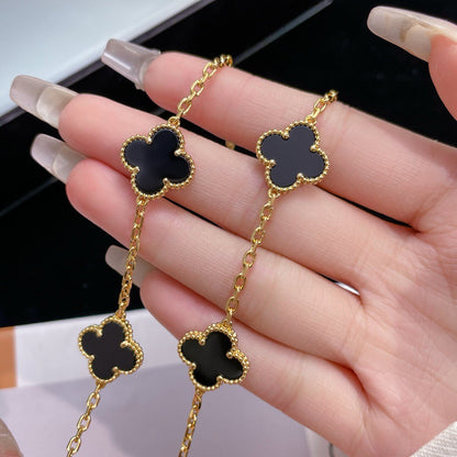 [⭐Corinne]CLOVER 10 MOTIFS ONYX NECKLACE