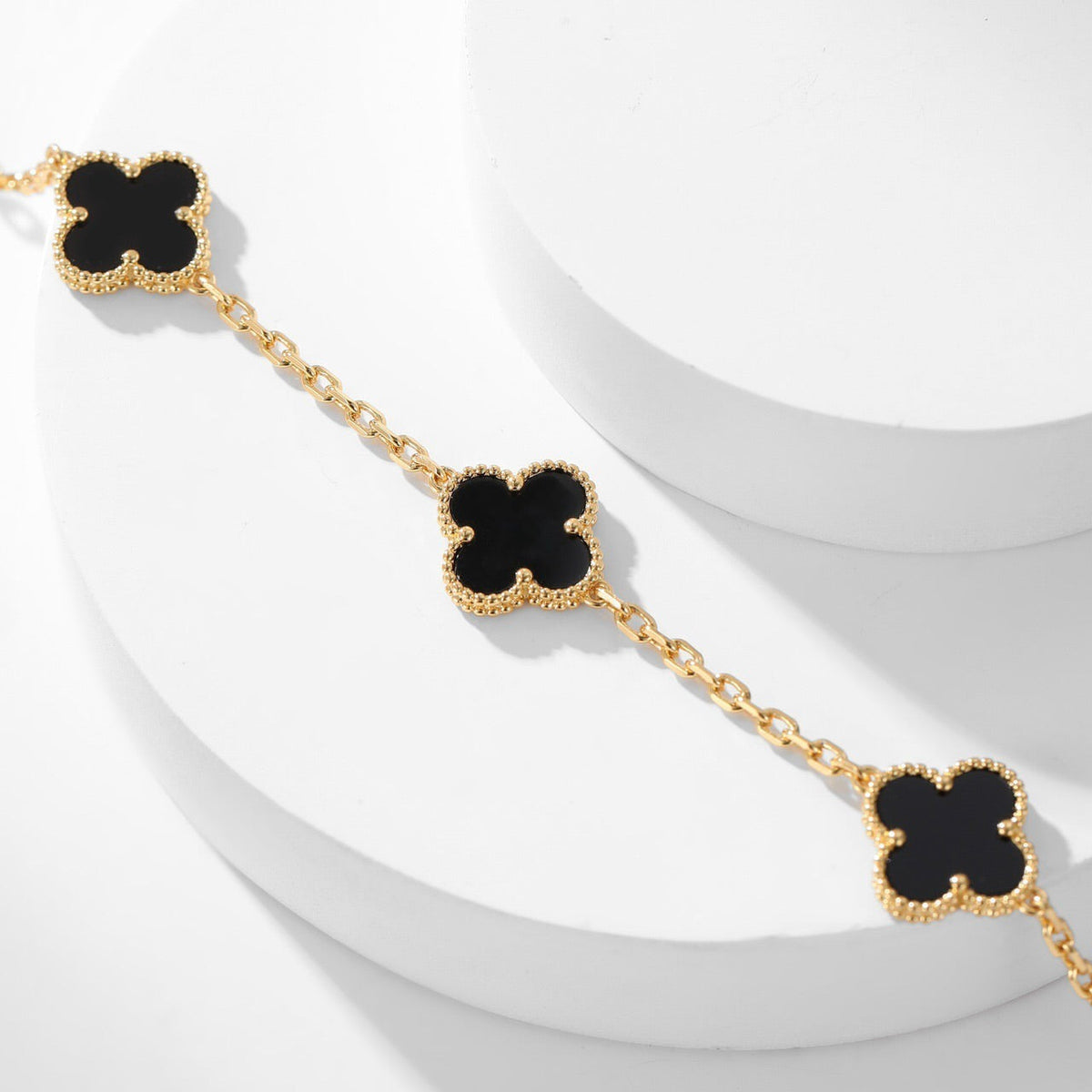 [⭐Corinne]CLOVER 10 MOTIFS ONYX NECKLACE