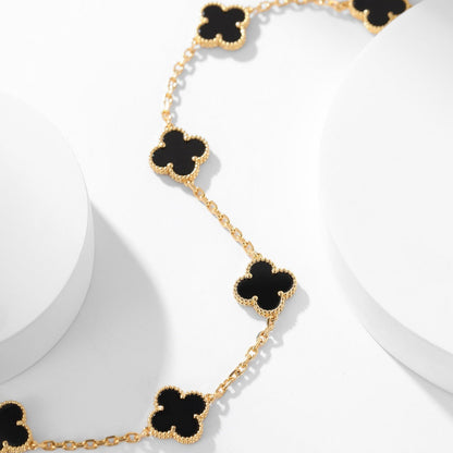 [⭐Corinne]CLOVER 10 MOTIFS ONYX NECKLACE