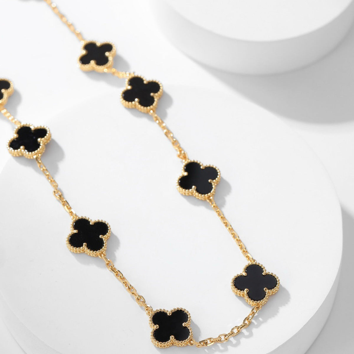 [⭐Corinne]CLOVER 10 MOTIFS ONYX NECKLACE