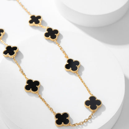 [⭐Corinne]CLOVER 10 MOTIFS ONYX NECKLACE