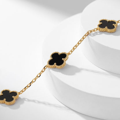 [⭐Corinne]CLOVER 10 MOTIFS ONYX NECKLACE