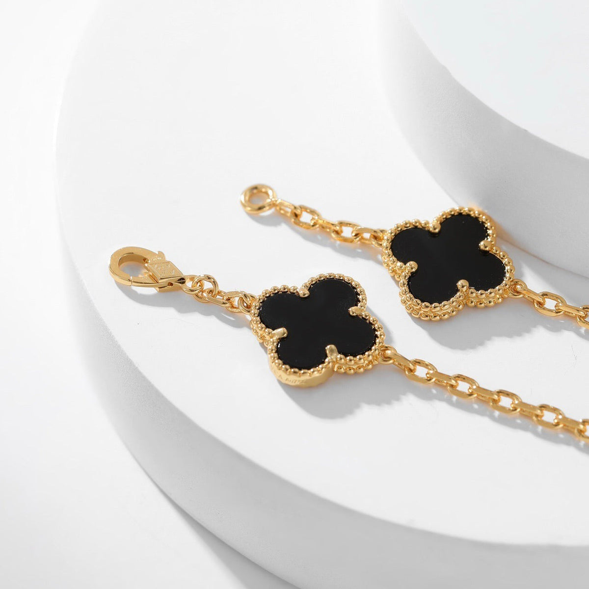 [⭐Corinne]CLOVER 10 MOTIFS ONYX NECKLACE