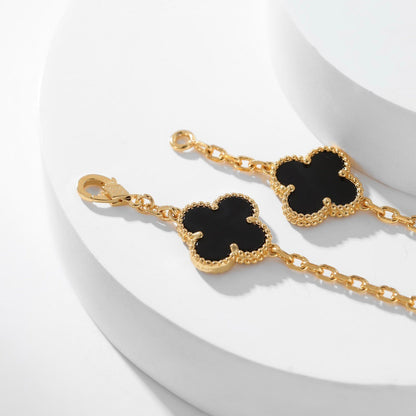 [⭐Corinne]CLOVER 10 MOTIFS ONYX NECKLACE
