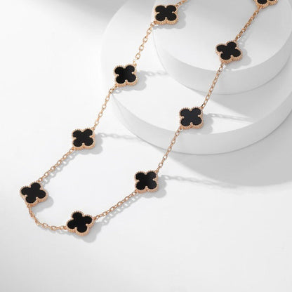 [⭐Corinne]CLOVER 10 MOTIFS ONYX NECKLACE