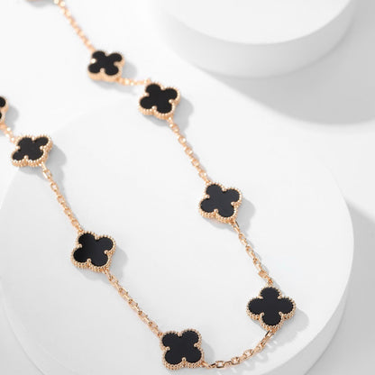 [⭐Corinne]CLOVER 10 MOTIFS ONYX NECKLACE