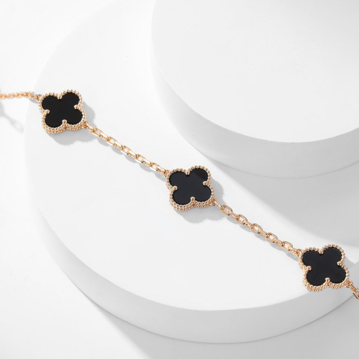 [⭐Corinne]CLOVER 10 MOTIFS ONYX NECKLACE