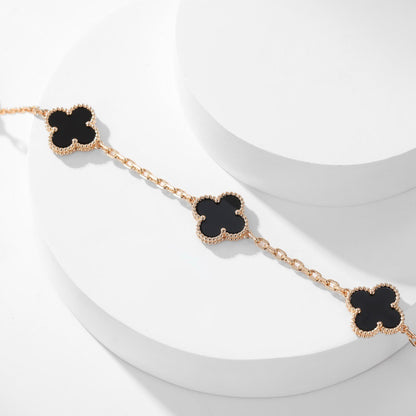 [⭐Corinne]CLOVER 10 MOTIFS ONYX NECKLACE