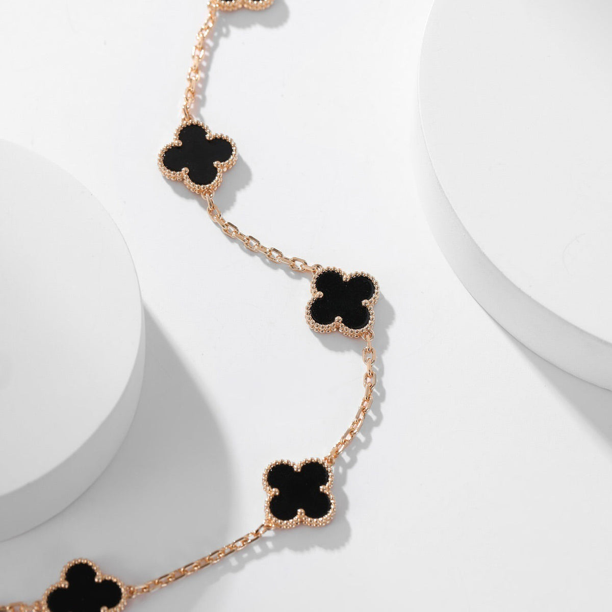 [⭐Corinne]CLOVER 10 MOTIFS ONYX NECKLACE