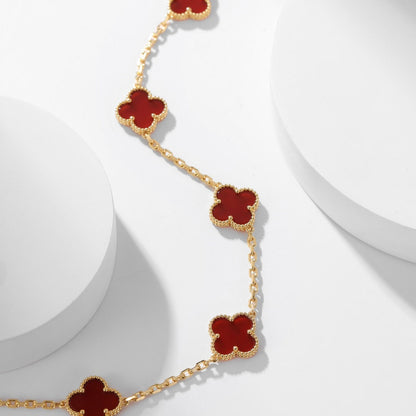 [⭐Corinne]CLOVER 10 MOTIFS CARNELIAN NECKLACE