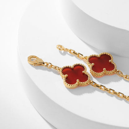 [⭐Corinne]CLOVER 10 MOTIFS CARNELIAN NECKLACE