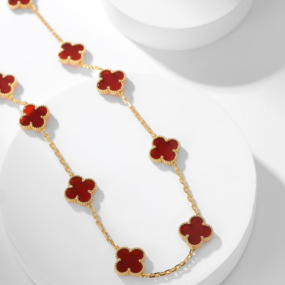 [⭐Corinne]CLOVER 10 MOTIFS CARNELIAN NECKLACE