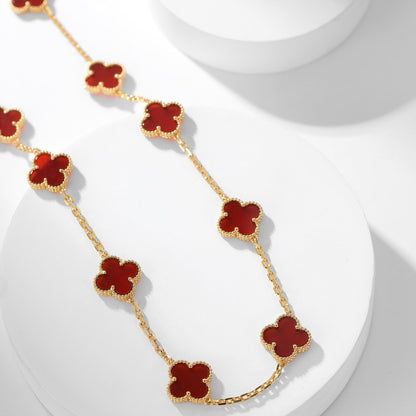 [⭐Corinne]CLOVER 10 MOTIFS CARNELIAN NECKLACE