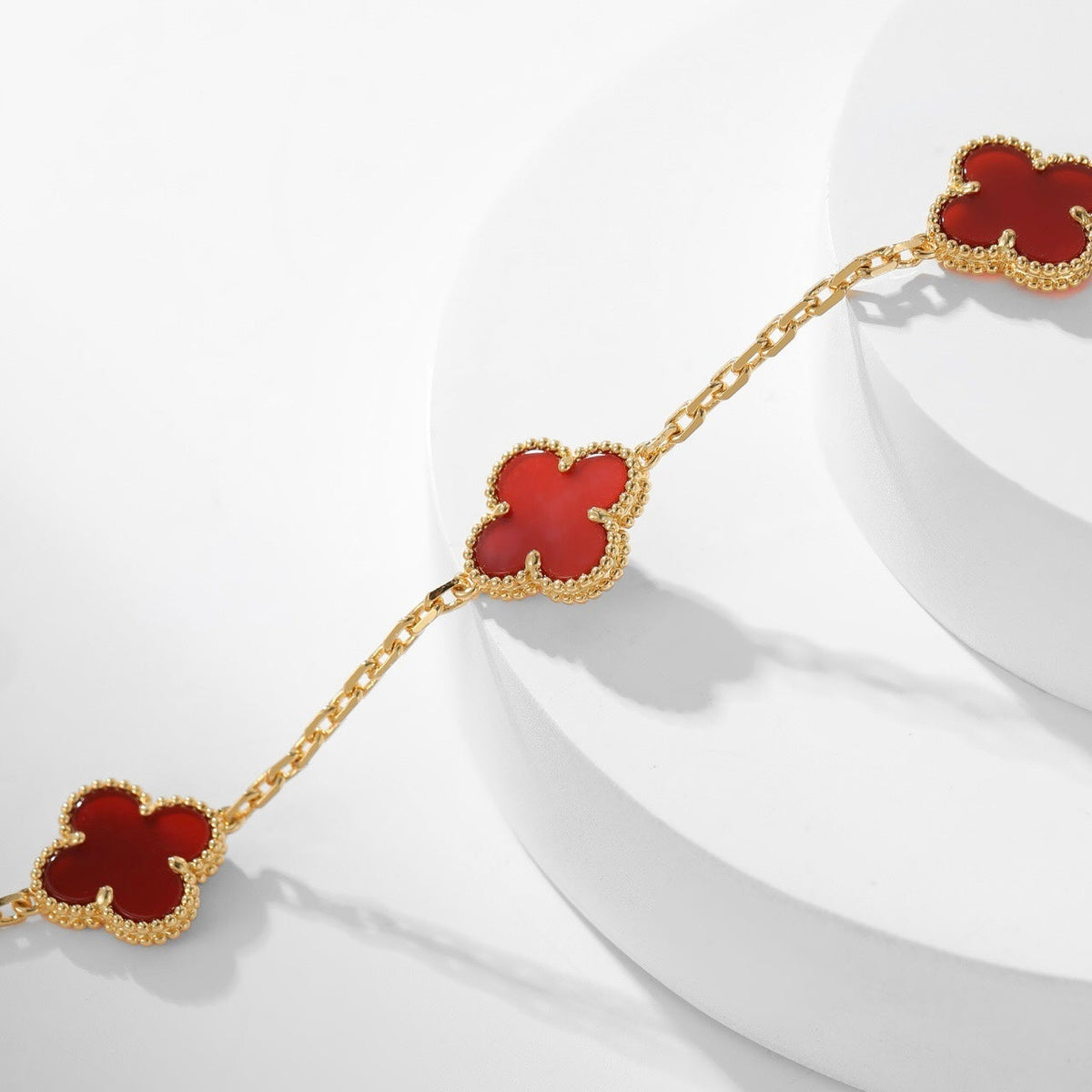 [⭐Corinne]CLOVER 10 MOTIFS CARNELIAN NECKLACE