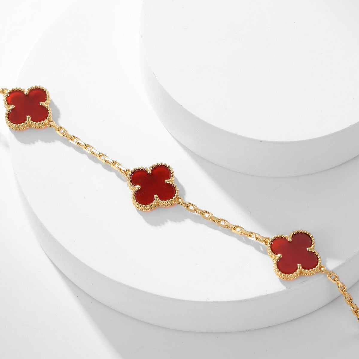 [⭐Corinne]CLOVER 10 MOTIFS CARNELIAN NECKLACE