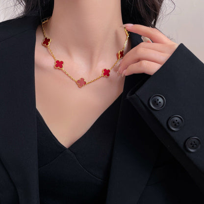 [⭐Corinne]CLOVER 10 MOTIFS CARNELIAN NECKLACE