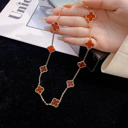 [⭐Corinne]CLOVER 10 MOTIFS CARNELIAN NECKLACE