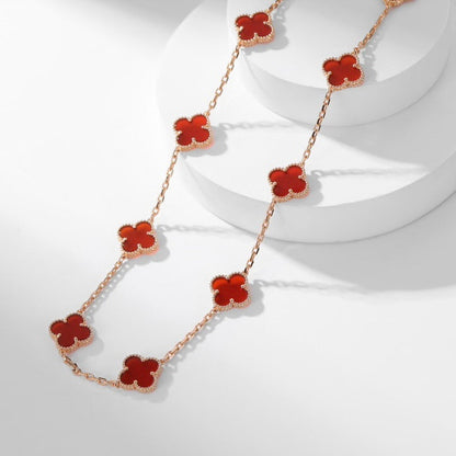 [⭐Corinne]CLOVER 10 MOTIFS CARNELIAN NECKLACE