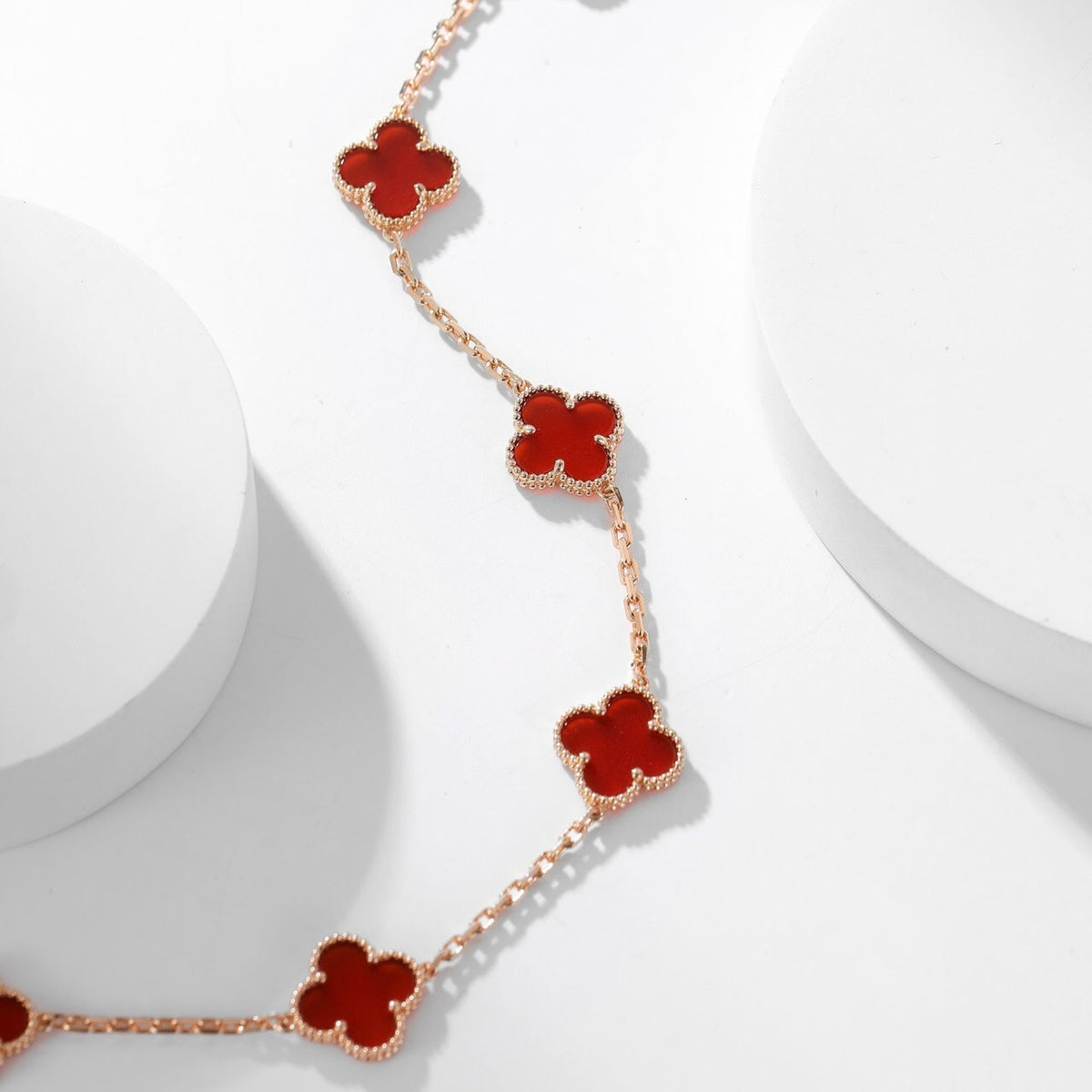 [⭐Corinne]CLOVER 10 MOTIFS CARNELIAN NECKLACE