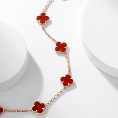 [⭐Corinne]CLOVER 10 MOTIFS CARNELIAN NECKLACE
