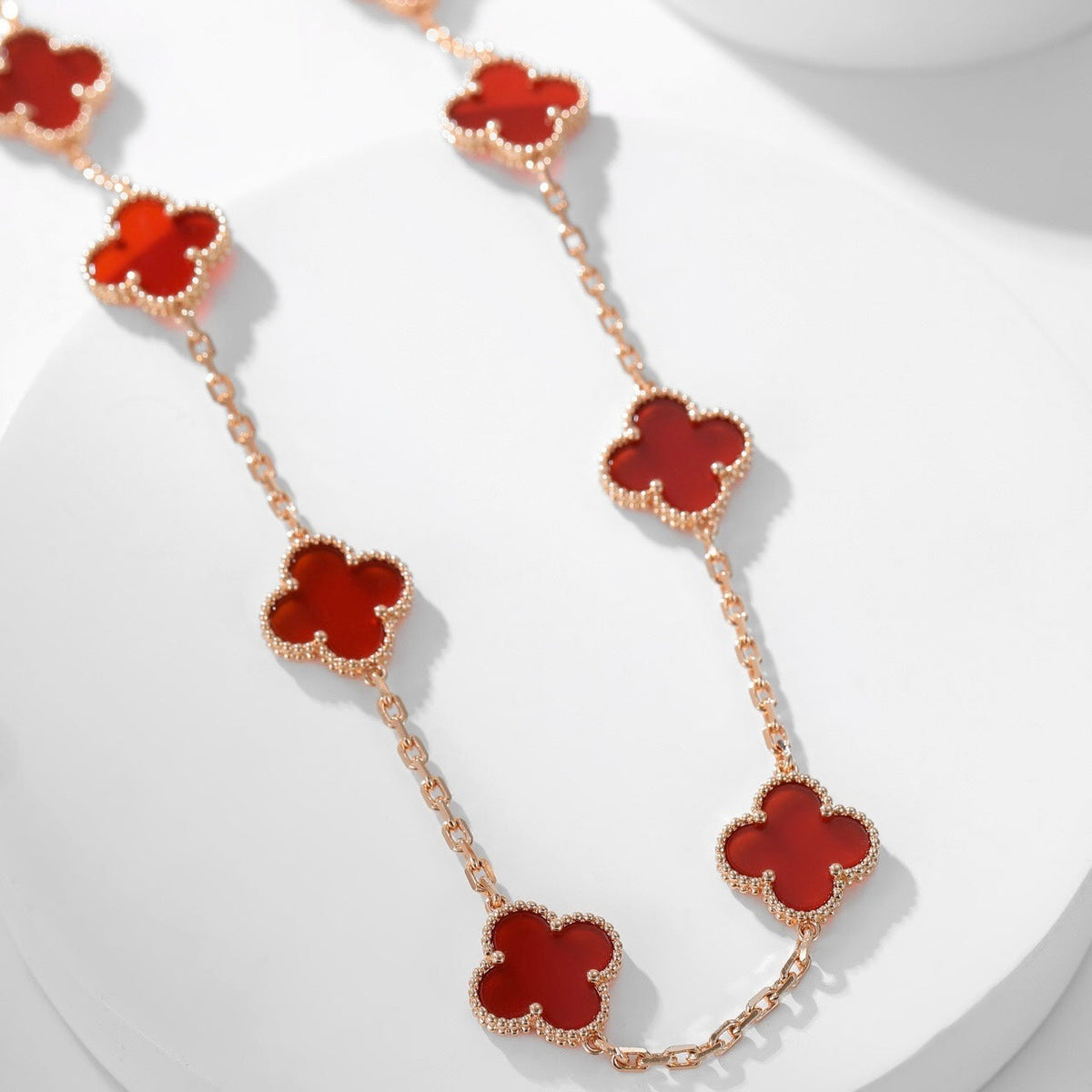 [⭐Corinne]CLOVER 10 MOTIFS CARNELIAN NECKLACE