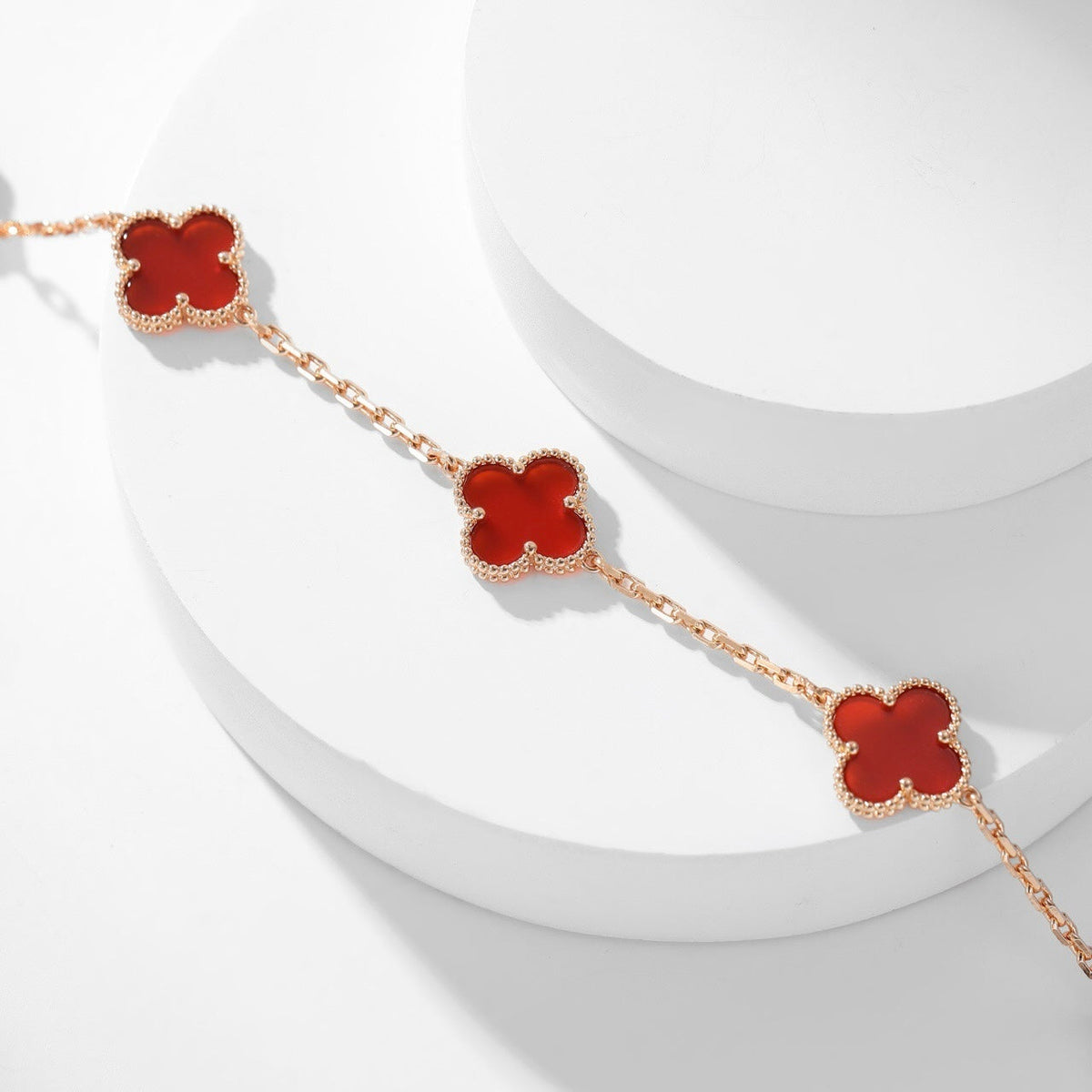 [⭐Corinne]CLOVER 10 MOTIFS CARNELIAN NECKLACE