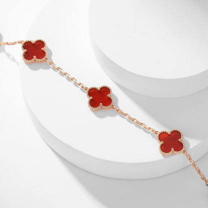 [⭐Corinne]CLOVER 10 MOTIFS CARNELIAN NECKLACE