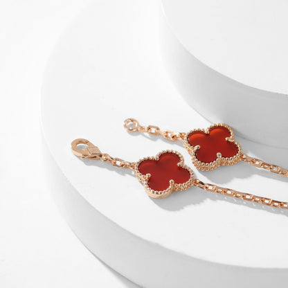 [⭐Corinne]CLOVER 10 MOTIFS CARNELIAN NECKLACE