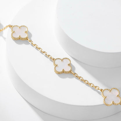 [⭐Corinne]CLOVER 10 MOTIFS WHITE MOTHER OF PEARL NECKLACE