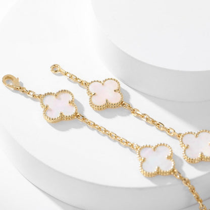 [⭐Corinne]CLOVER 10 MOTIFS WHITE MOTHER OF PEARL NECKLACE