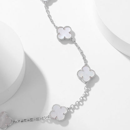 [⭐Corinne]CLOVER 10 MOTIFS WHITE MOTHER OF PEARL NECKLACE
