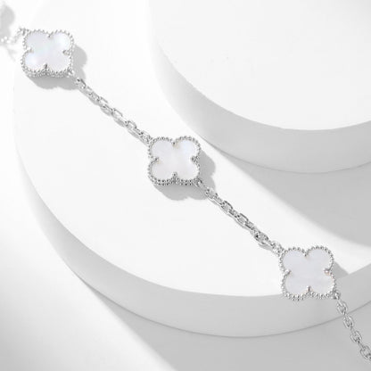 [⭐Corinne]CLOVER 10 MOTIFS WHITE MOTHER OF PEARL NECKLACE