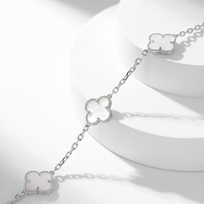 [⭐Corinne]CLOVER 10 MOTIFS WHITE MOTHER OF PEARL NECKLACE