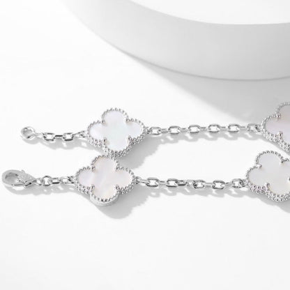 [⭐Corinne]CLOVER 10 MOTIFS WHITE MOTHER OF PEARL NECKLACE