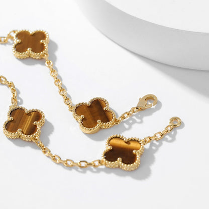 [⭐Corinne]CLOVER 10 MOTIFS TIGER EYE NECKLACE